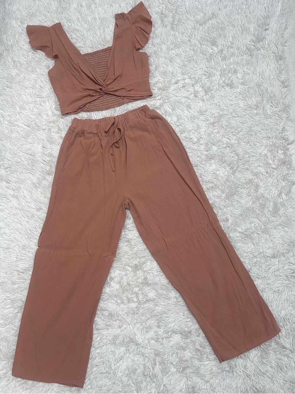 Women’s Two-Piece Wide-Leg Set in Terracotta